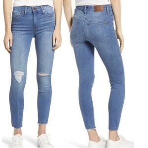Madewell Mid-Rise 9 Bellachase Blue Distressed Skinny Jeans Sz 25